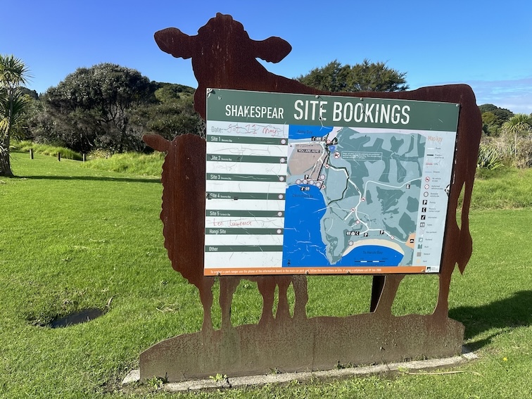 Site entrance map on the board with shape of a cow